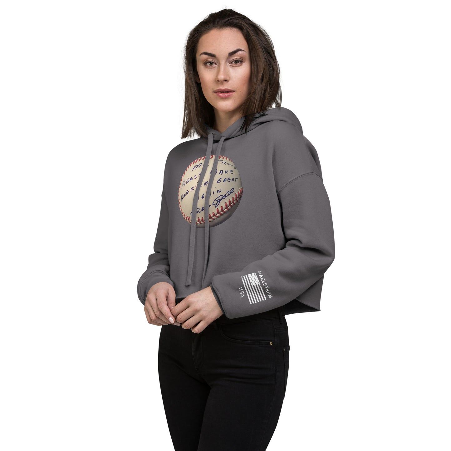Pete Rose Baseball For Trump - Women's Crop Hoodie