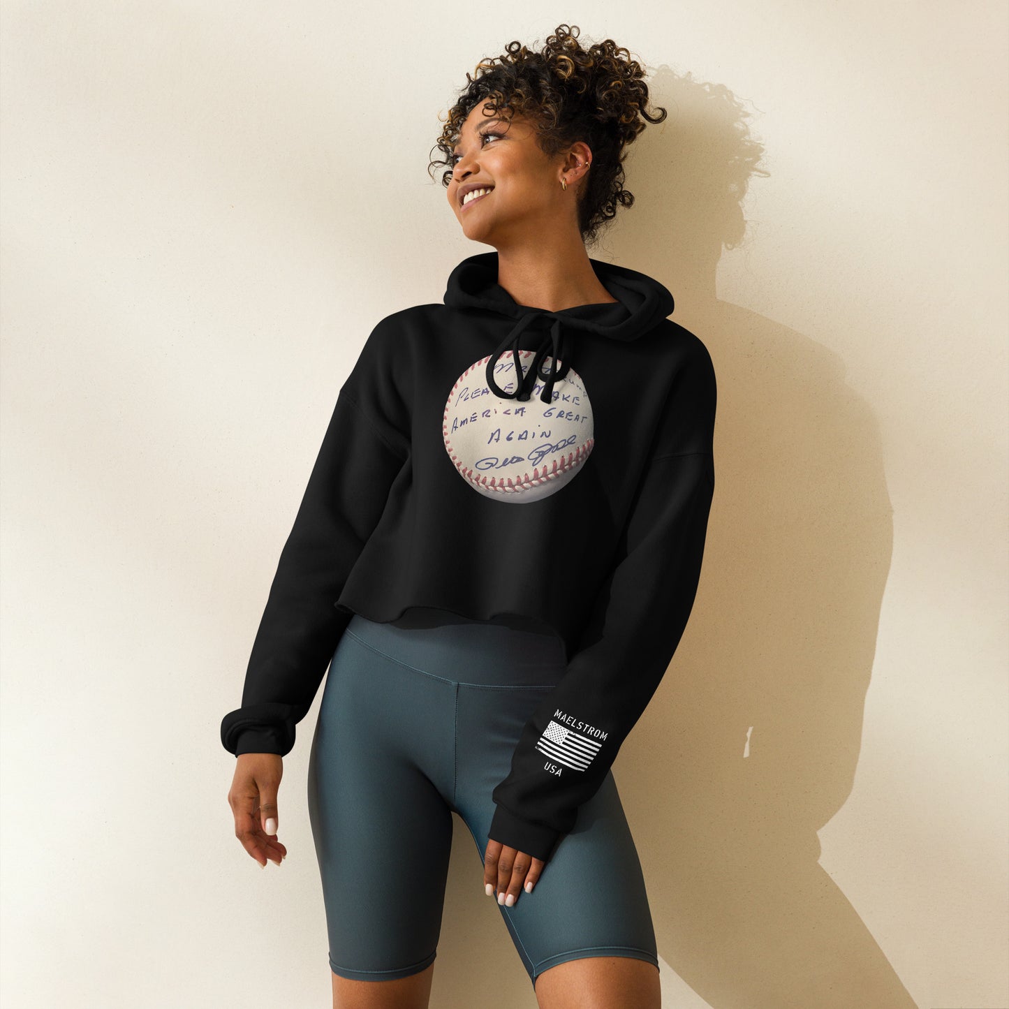 Pete Rose Baseball For Trump - Women's Crop Hoodie
