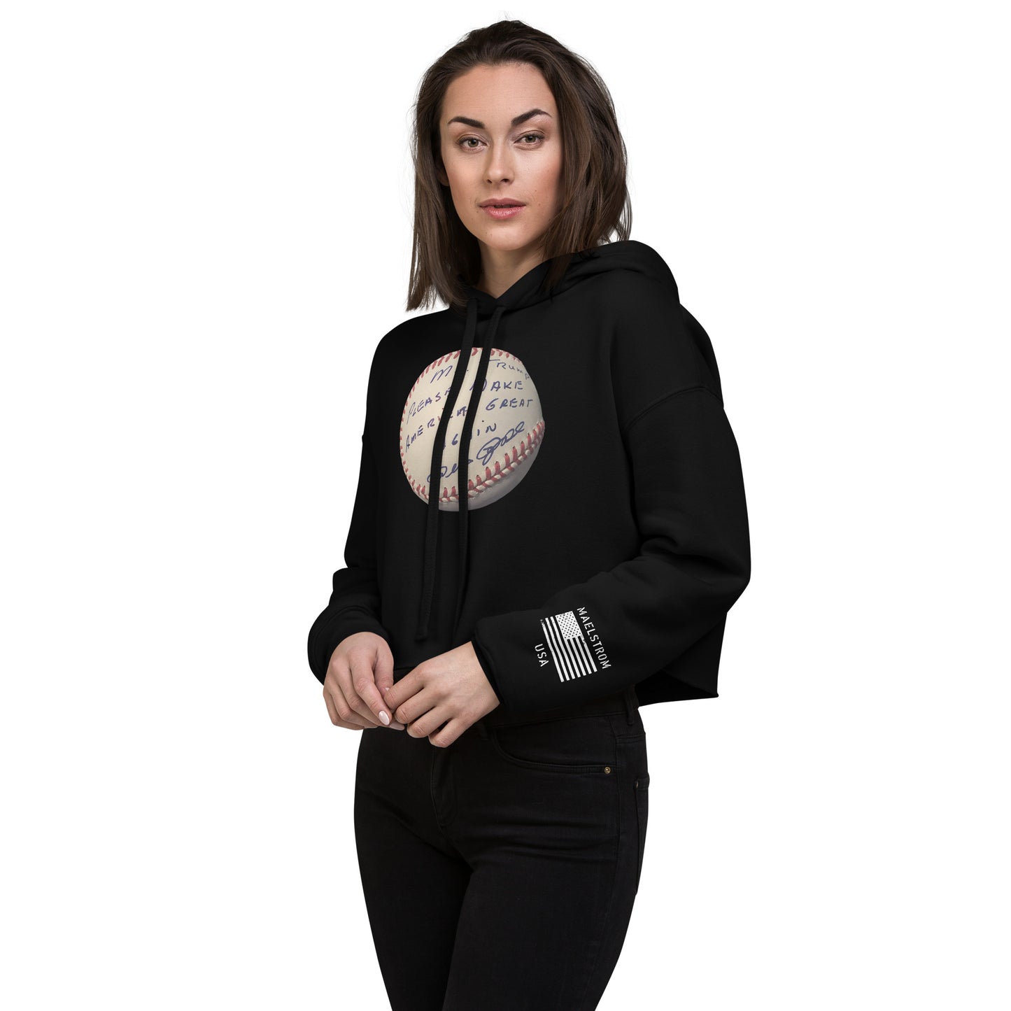 Pete Rose Baseball For Trump - Women's Crop Hoodie