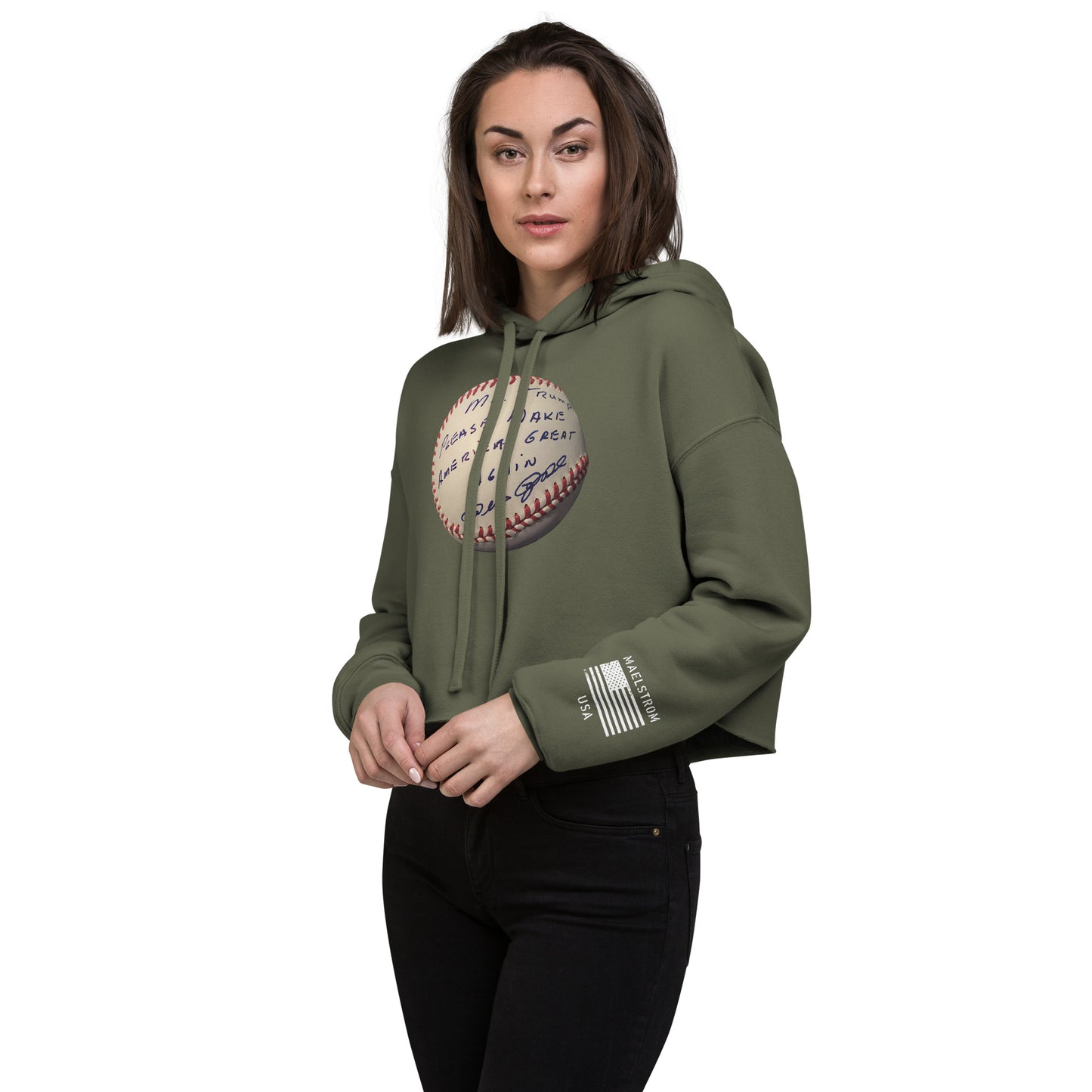 Pete Rose Baseball For Trump - Women's Crop Hoodie