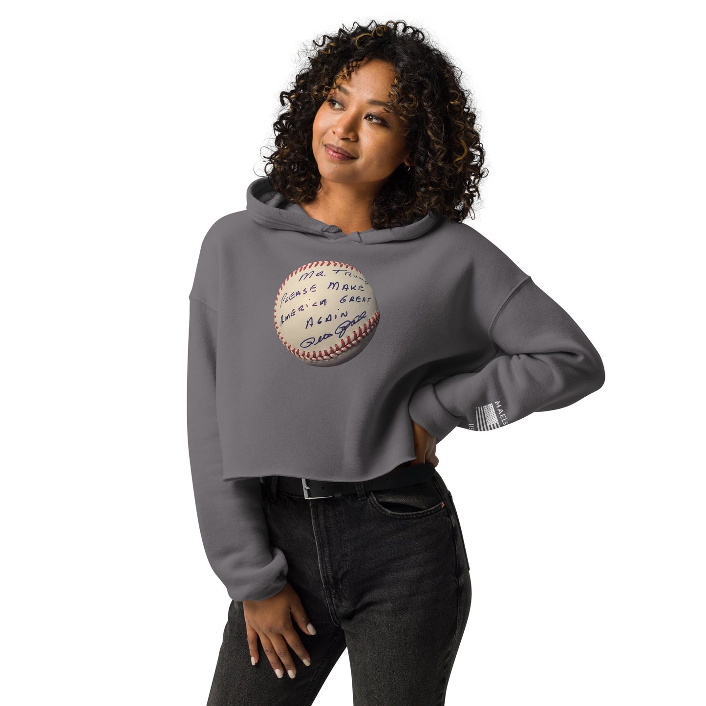 Pete Rose Baseball For Trump - Women's Crop Hoodie